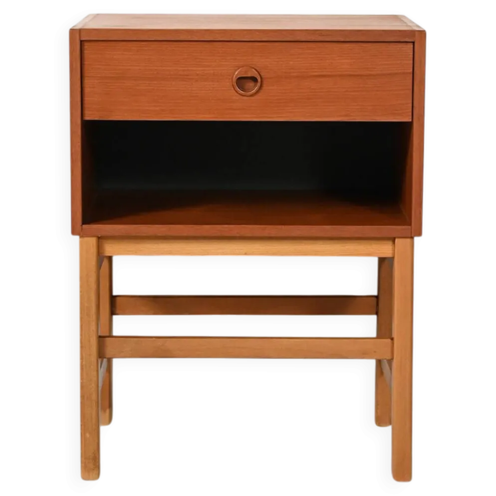 Table de chevet en teck de forme box scandinave, années 1960