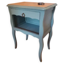 Table de chevet / Guéridon rénové Vert Sauge & Bois brut