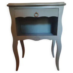 Table de chevet / Guéridon rénové Vert Sauge & Bois brut