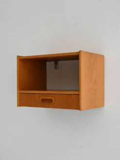 Table de chevet murale scandinave en chêne des années 1960