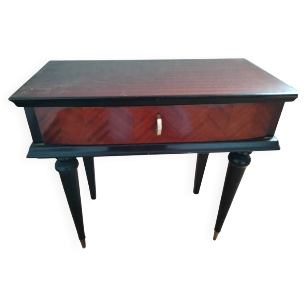 Table de chevet pieds compas, années 50 – style Reconstruction