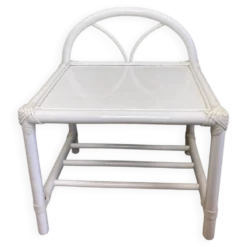Table de chevet rotin blanc