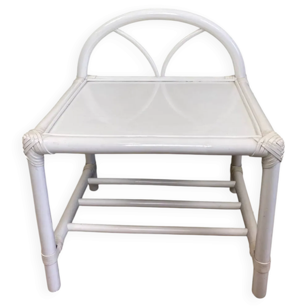 Table de chevet rotin blanc