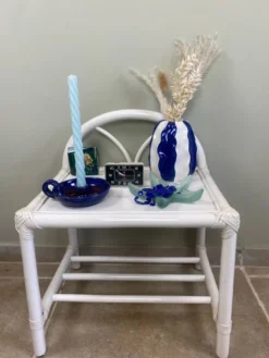 Table de chevet rotin blanc