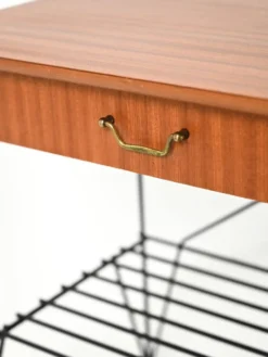 Table de chevet scandinave en acajou et fer par IKEA, modèle 