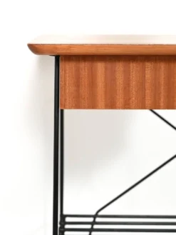 Table de chevet scandinave en acajou et fer par IKEA, modèle 