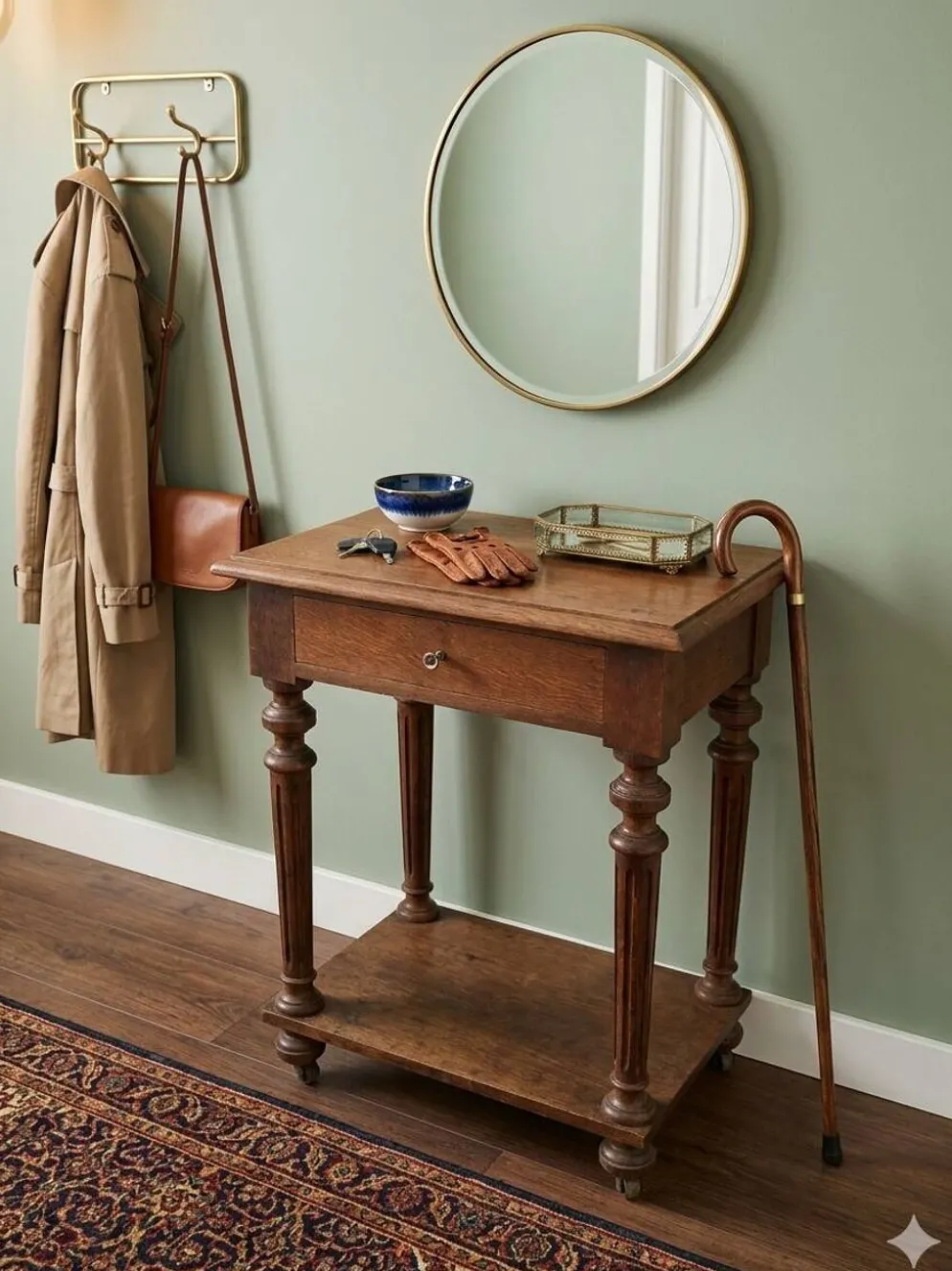 Table de chevet style Louis XVI en chêne massif