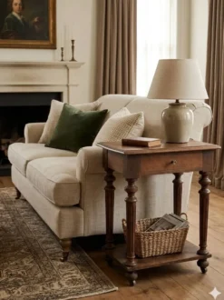 Table de chevet style Louis XVI en chêne massif
