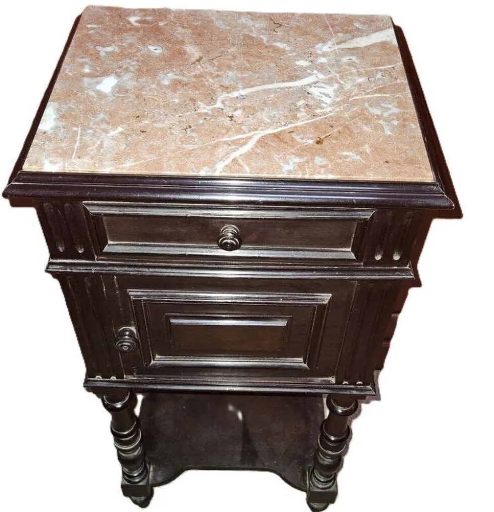 Table De Chevet Style Napoléon III Bois Noirci