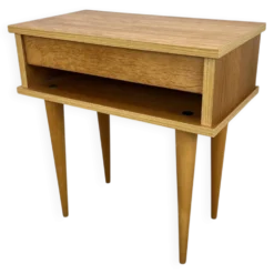 Table de chevet vintage bois blond, années 60
