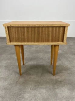 Table de chevet vintage bois blond, années 60