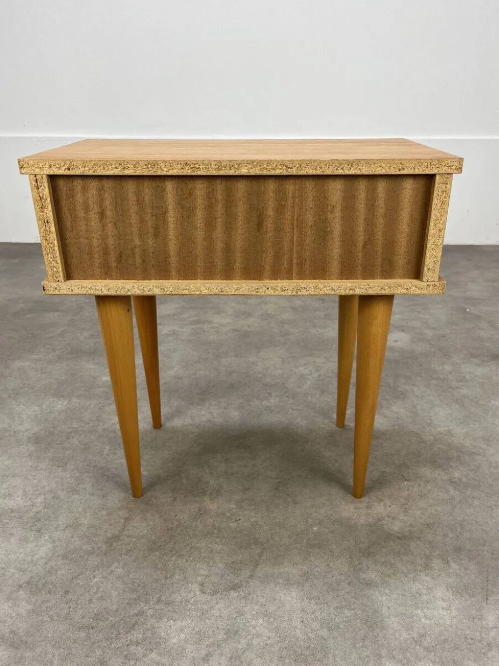 Table de chevet vintage bois blond, années 60