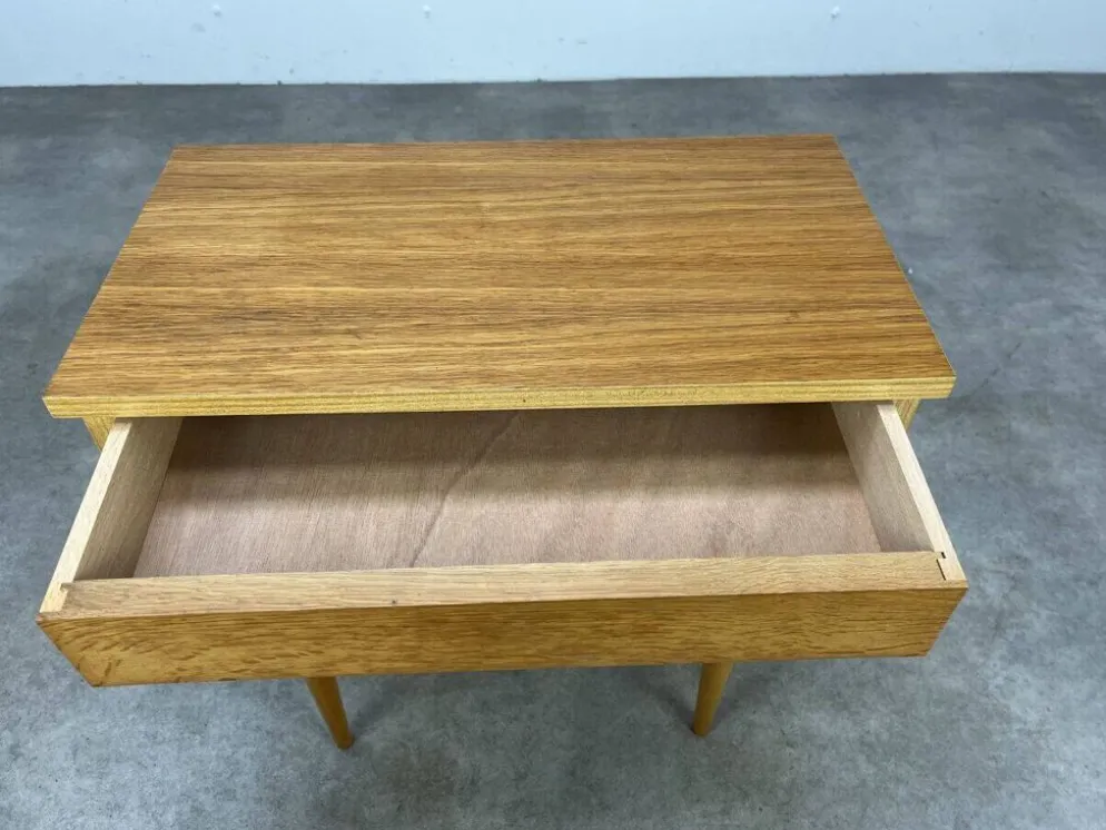 Table de chevet vintage bois blond, années 60