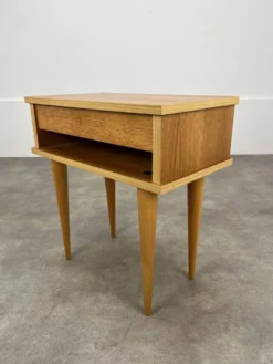 Table de chevet vintage bois blond, années 60