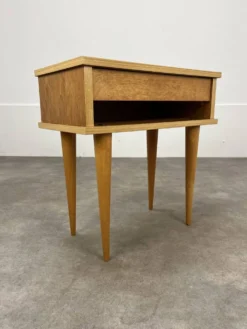 Table de chevet vintage bois blond, années 60