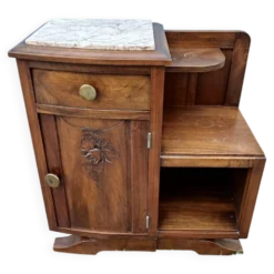 Table de chevet vintage bois et marbre