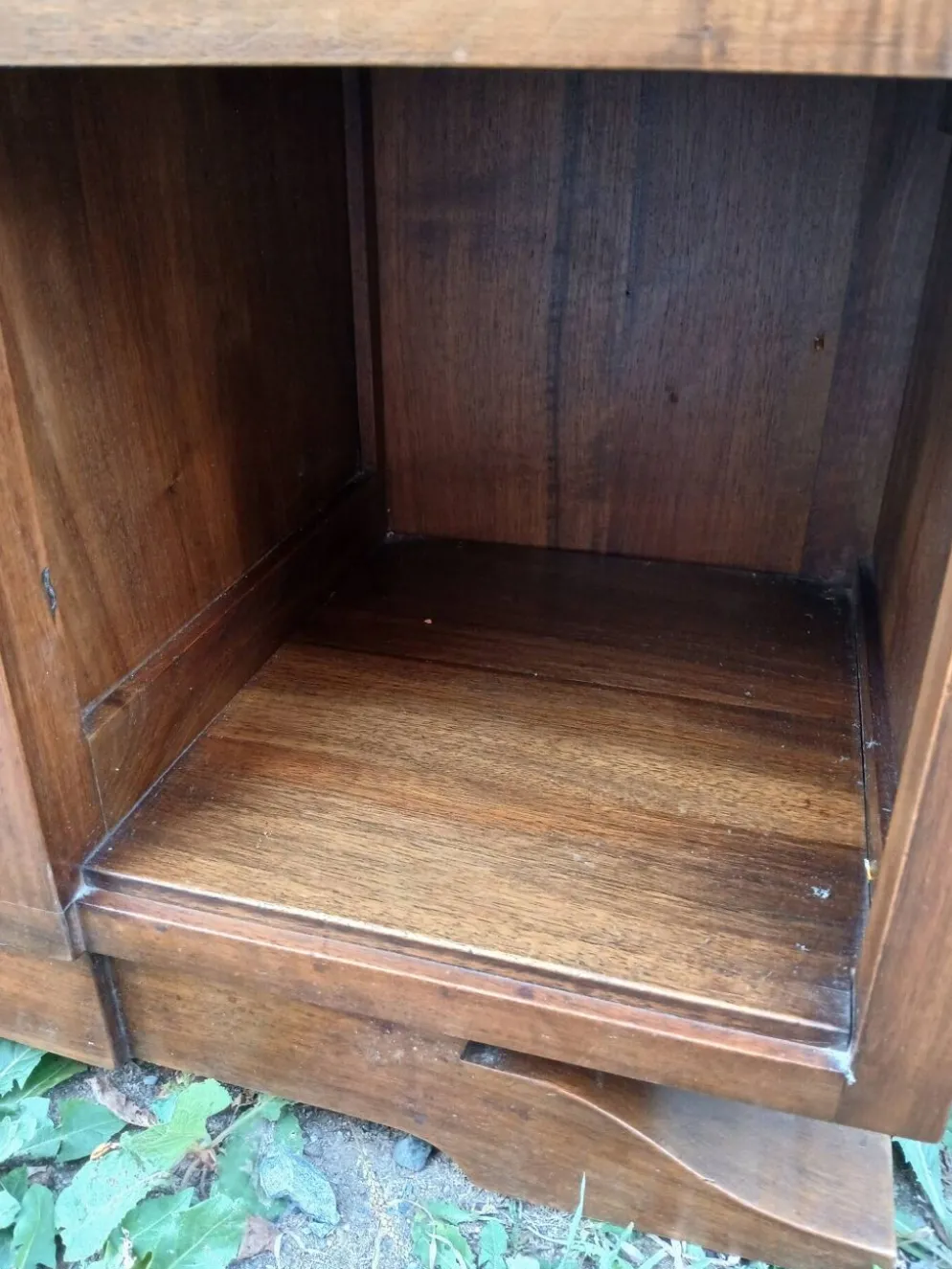 Table de chevet vintage bois et marbre
