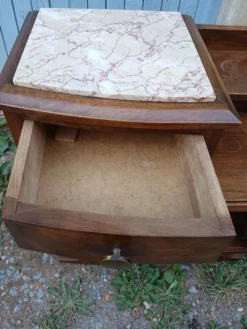 Table de chevet vintage bois et marbre