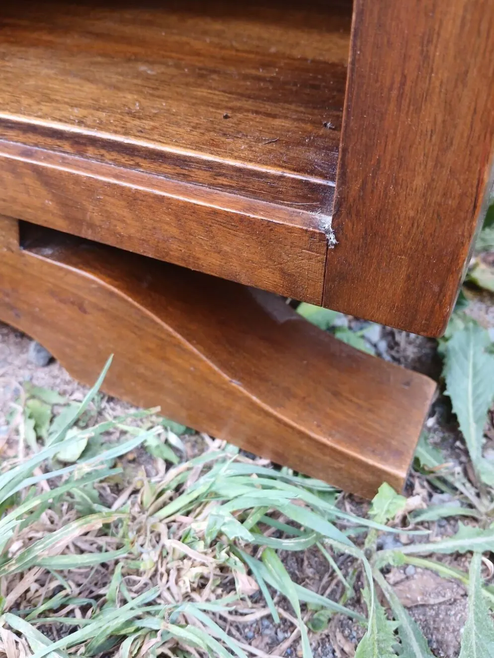 Table de chevet vintage bois et marbre