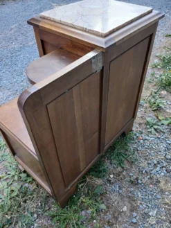 Table de chevet vintage bois et marbre