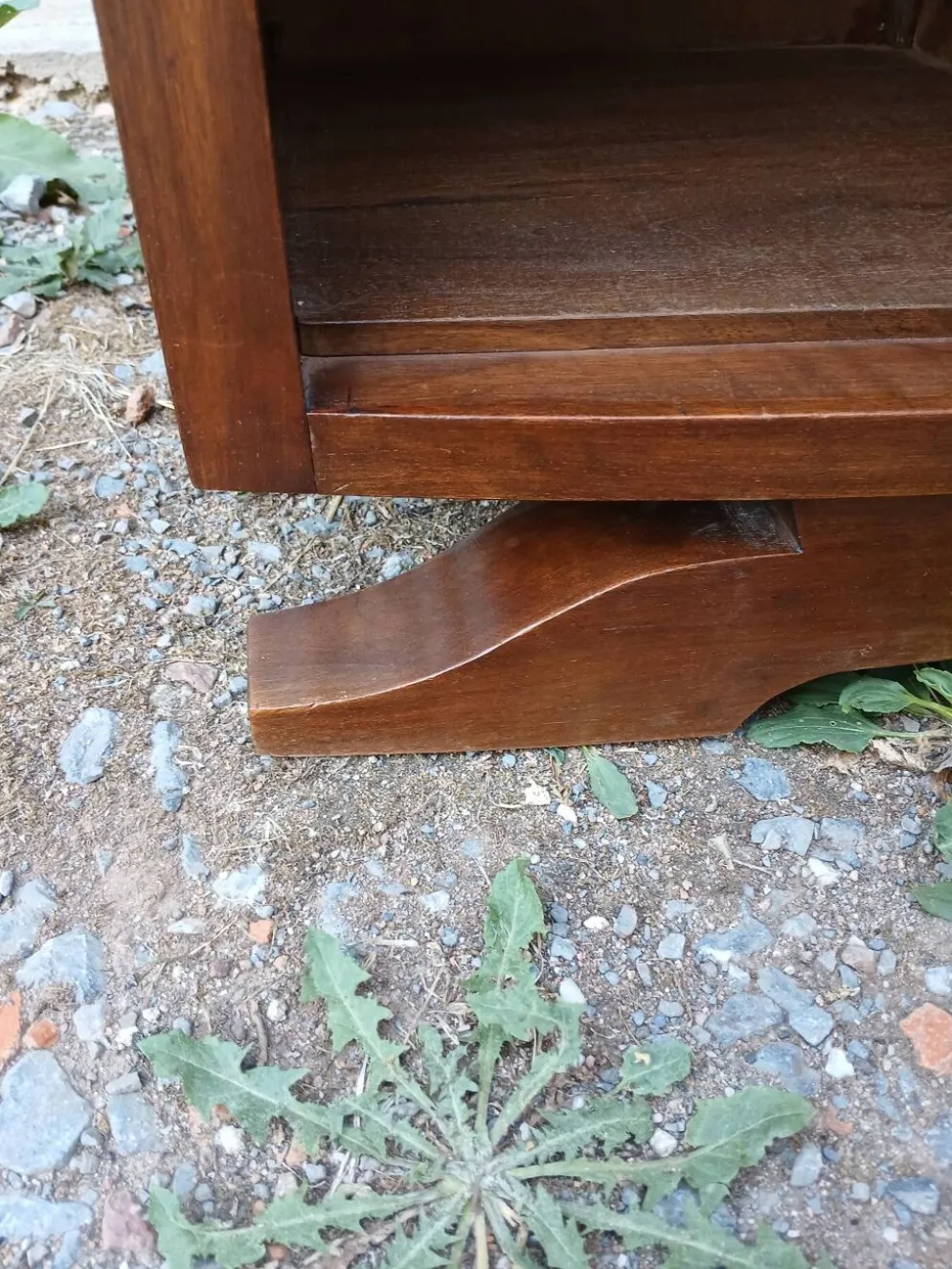 Table de chevet vintage bois et marbre