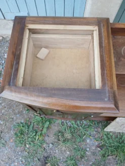 Table de chevet vintage bois et marbre
