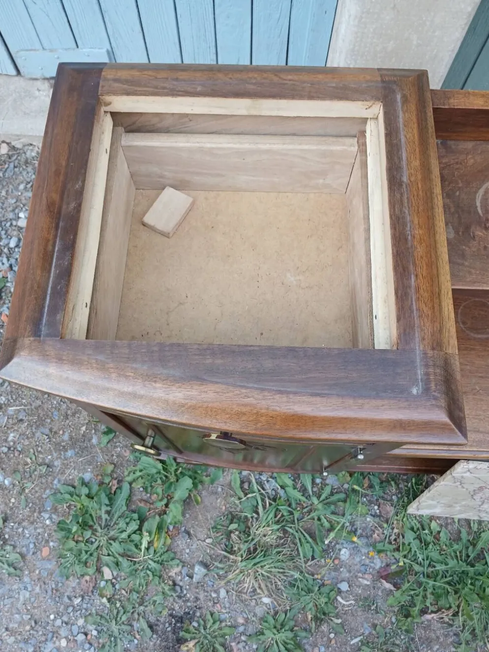 Table de chevet vintage bois et marbre