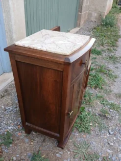 Table de chevet vintage bois et marbre