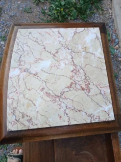 Table de chevet vintage bois et marbre