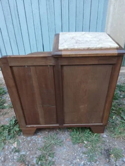 Table de chevet vintage bois et marbre