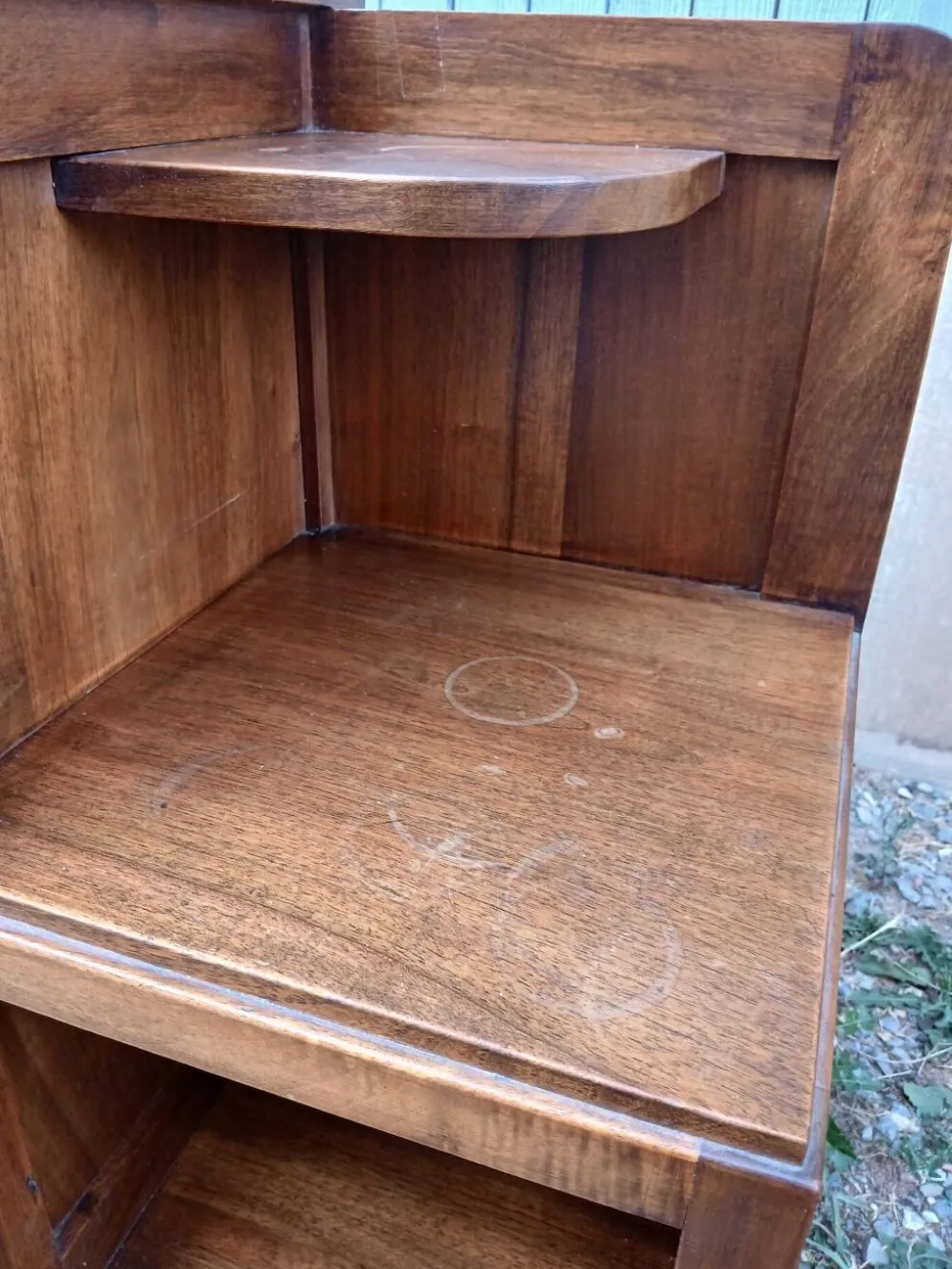 Table de chevet vintage bois et marbre