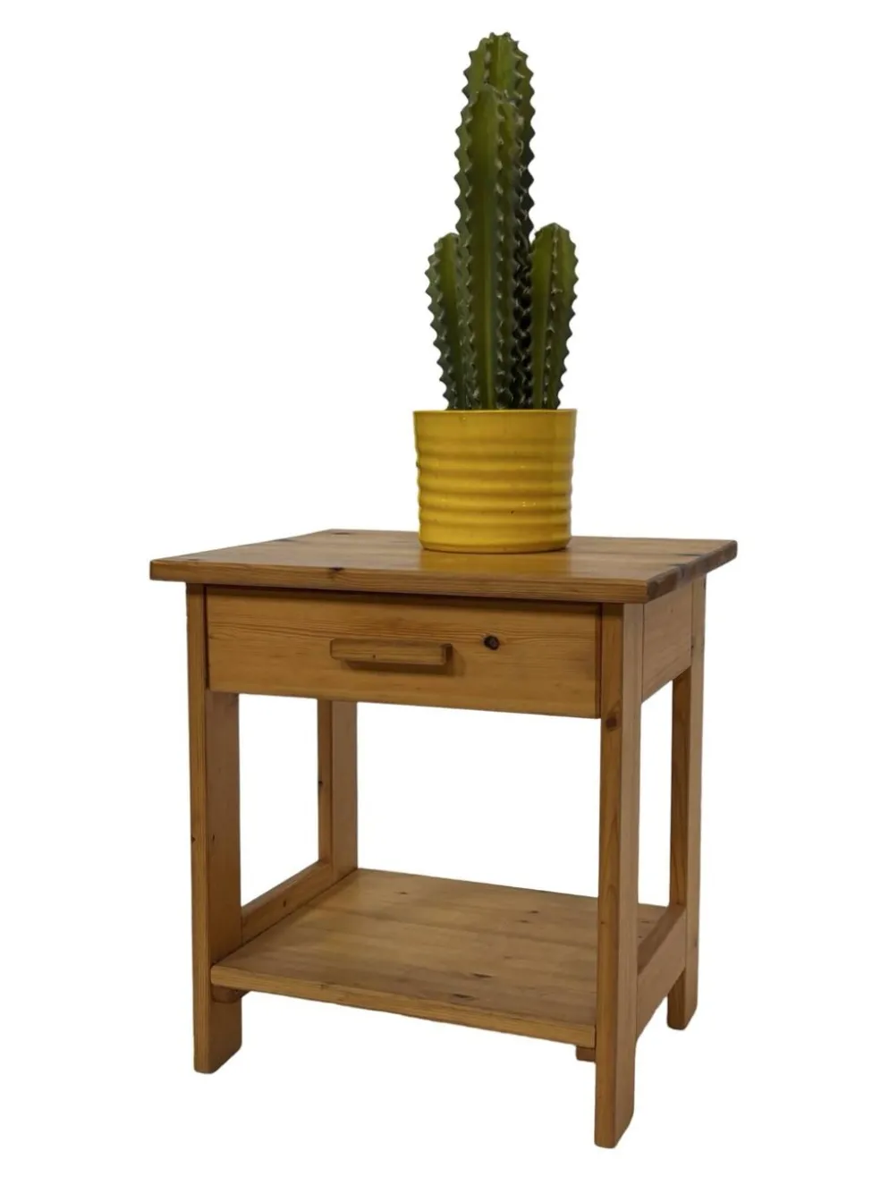 Table de chevet vintage en pin au design compact des années 70