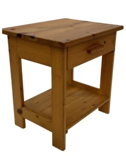 Table de chevet vintage en pin au design compact des années 70