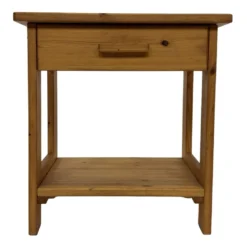 Table de chevet vintage en pin au design compact des années 70