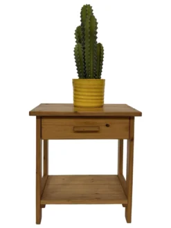 Table de chevet vintage en pin au design compact des années 70