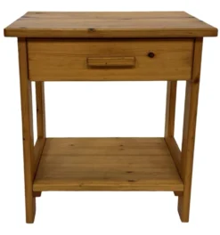 Table de chevet vintage en pin au design compact des années 70