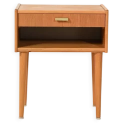 Table de chevet vintage scandinave avec poignée en laiton