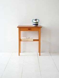 Table de chevet vintage scandinave en chêne clair