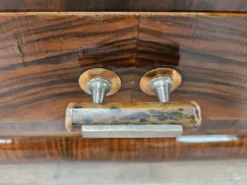 Table de coiffeuse Art Déco en noyer avec miroir, design italien, années 1940.