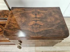 Table de coiffeuse Art Déco en noyer avec miroir, design italien, années 1940.