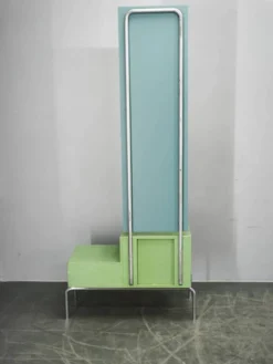 Table de coiffeuse Bauhaus en verre vert tchèque avec miroir et cadre en chrome, années 1930