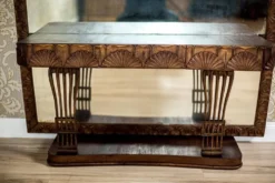 Table de coiffeuse en poirier avec miroir, années 1900