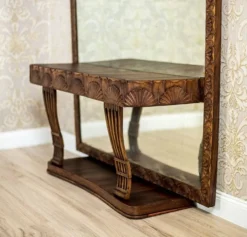 Table de coiffeuse en poirier avec miroir, années 1900