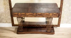 Table de coiffeuse en poirier avec miroir, années 1900