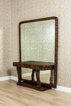 Table de coiffeuse en poirier avec miroir, années 1900