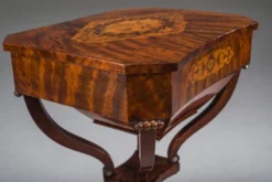 Table de couture Biedermeier en acajou, 1850