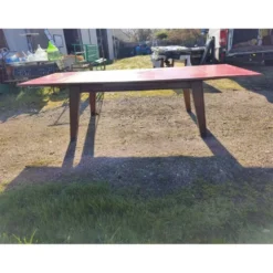 Table de cuisine des années 60 en chêne avec rallonges intégrées