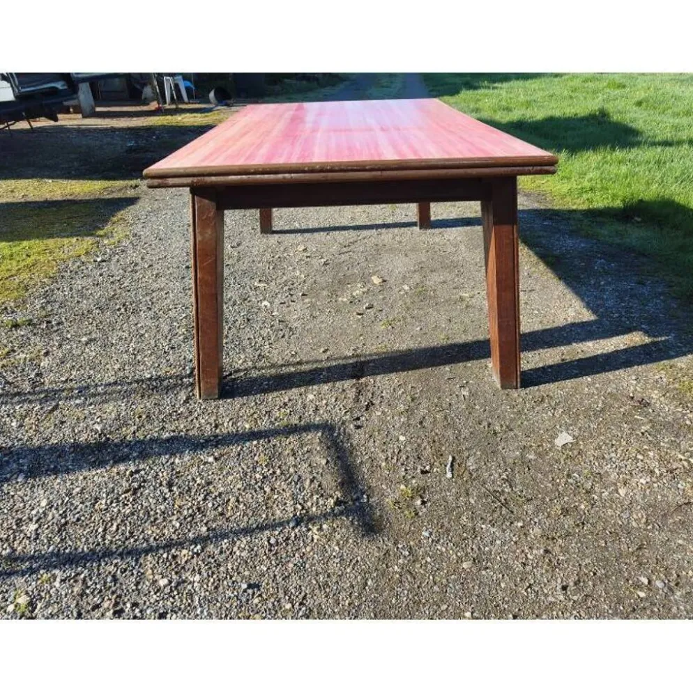 Table de cuisine des années 60 en chêne avec rallonges intégrées
