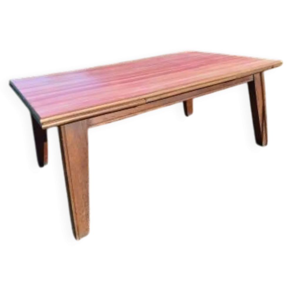 Table de cuisine des années 60 en chêne avec rallonges intégrées