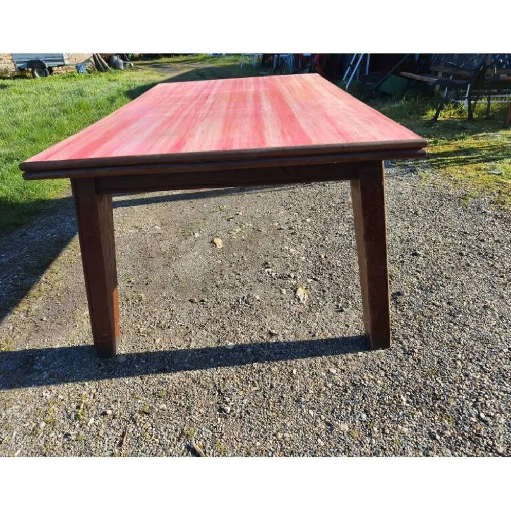 Table de cuisine des années 60 en chêne avec rallonges intégrées